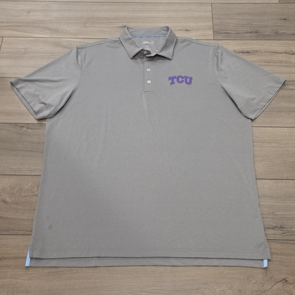 JOHNNIE O x TCU Mens Performance Polo Shirt Size XL Gray  Short Sleeve Golf